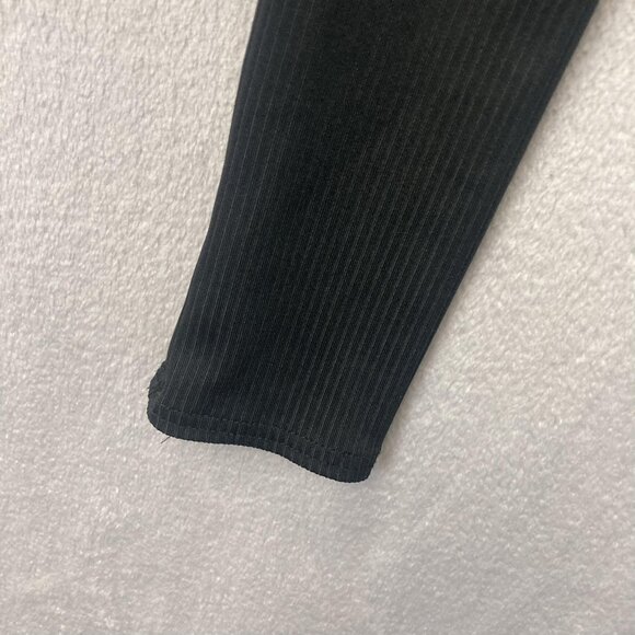 Free People Puff Shoulder Square Neck Shirt Womens Medium M Black Ribbed Stretch - Picture 10 of 13